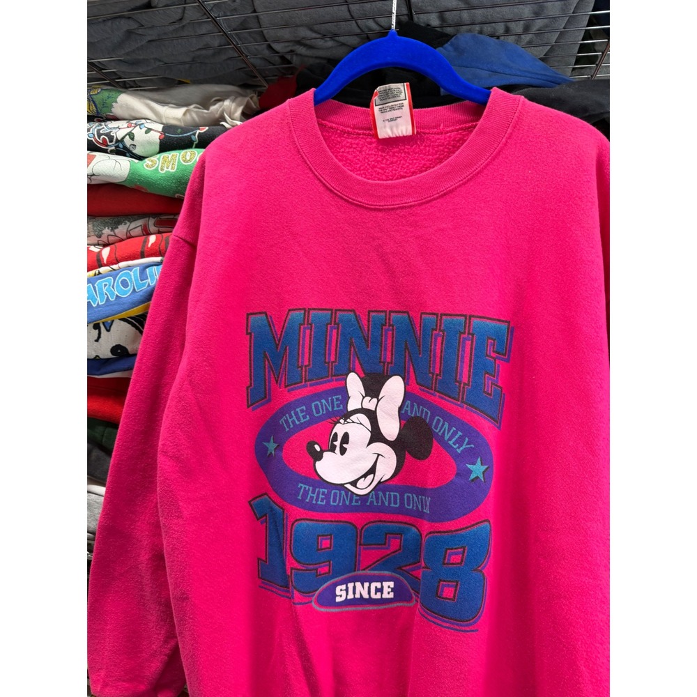 Vintage Disney Designs Minnie Mouse Sweatshirt Pink XL Made in USA 90s 6632